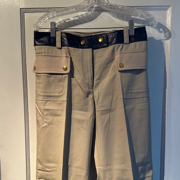 Tory Burch Pants - Tory Burch Tan Cargo Pants with Black and Gold Accents